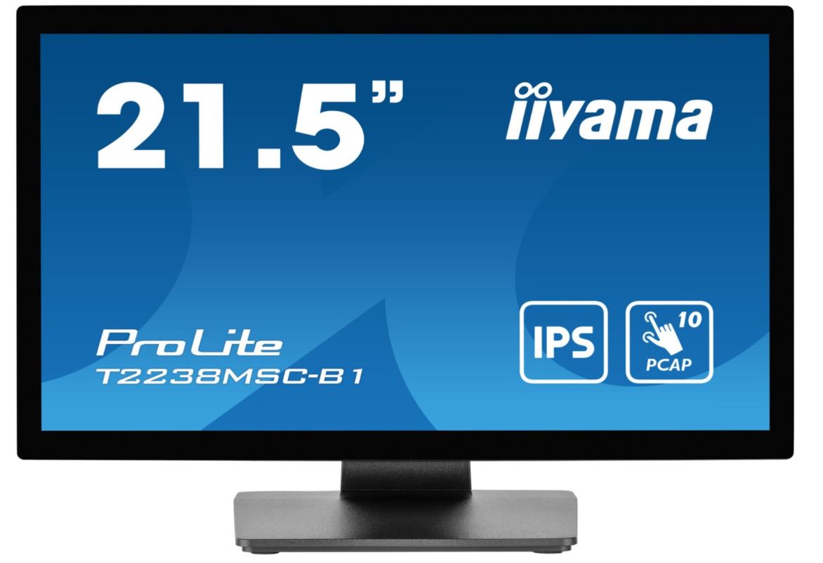 iiyama ProLite T2238MSC-B1 - LED-Monitor - 54.5 cm (21.5) - Touchscreen - 1920 x 1080 Full HD (1080p) - IPS - 600 cd/m² - 1000:1 - 5 ms - HDMI, DisplayPort - Lautsprecher - mattschwarz [Energieklasse D] (T2238MSC-B1) von Iiyama