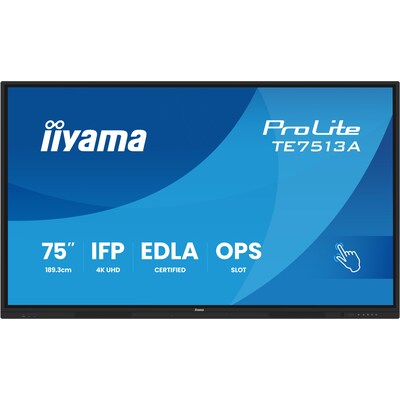 iiyama ProLite TE7513A-B1AG 189,3cm (75") 4K UHD Touch Monitor 16:9 HDMI/DP/USB-C PD100W von Iiyama
