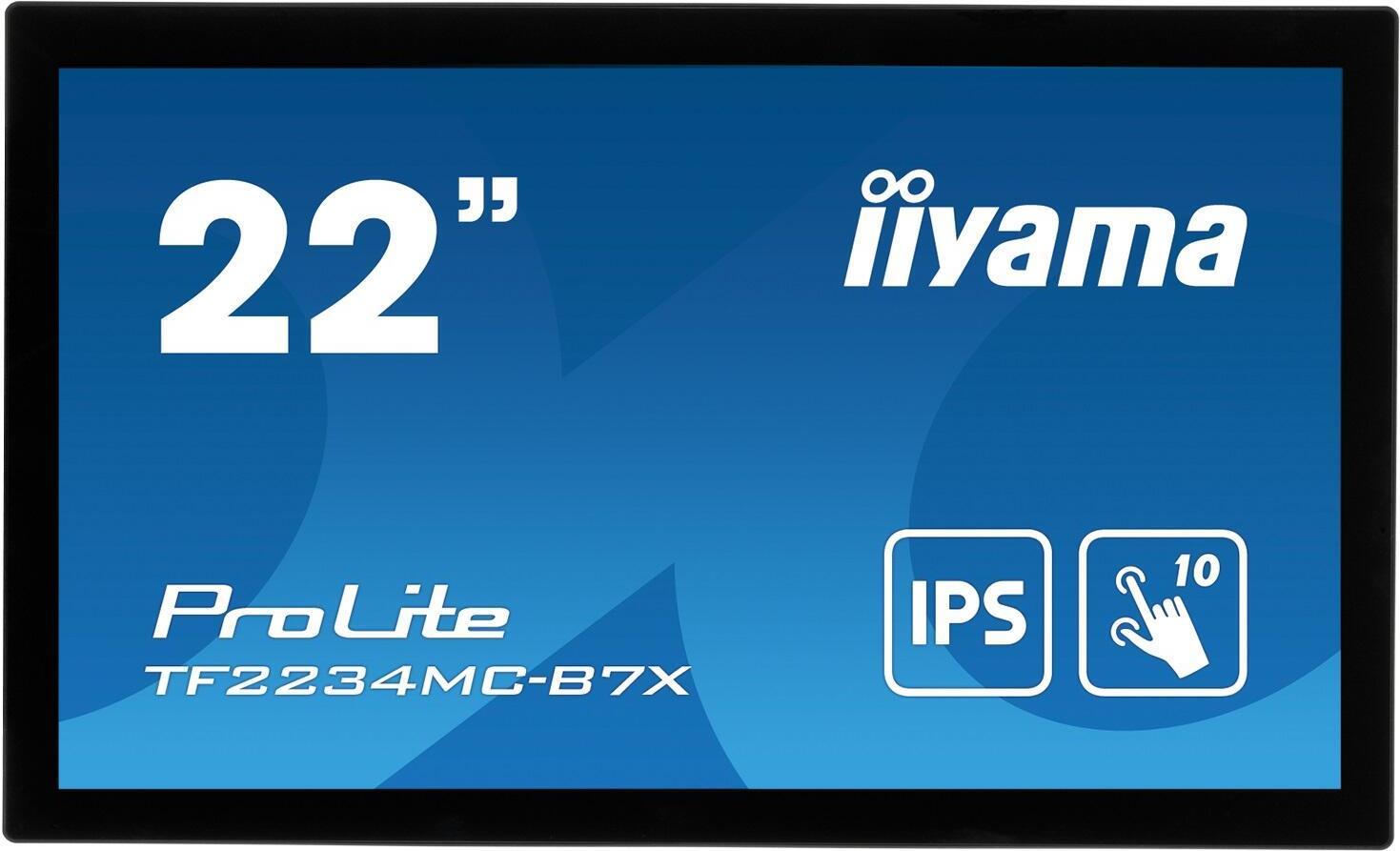 iiyama ProLite TF2234MC-B7X - LED-Monitor - 55.9 cm (22) (21.5 sichtbar) - offener Rahmen - Touchscreen - 1920 x 1080 Full HD (1080p) @ 60 Hz - IPS - 350 cd/m² - 1000:1 - 8 ms - HDMI, VGA, DisplayPort - Schwarz von Iiyama