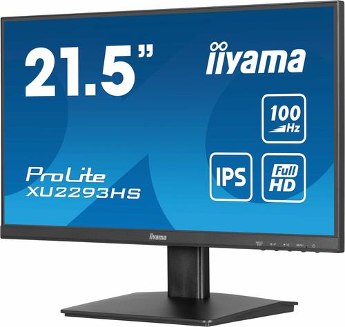 iiyama ProLite XU2293HS-B6 - LED-Monitor - 55.9 cm (22) (21.5 sichtbar) - 1920 x 1080 Full HD (1080p) @ 100 Hz - IPS - 300 cd/m² - 1000:1 - 1 ms - HDMI, DisplayPort - Lautsprecher - Schwarz [Energieklasse D]  (XU2293HS-B6) von Iiyama