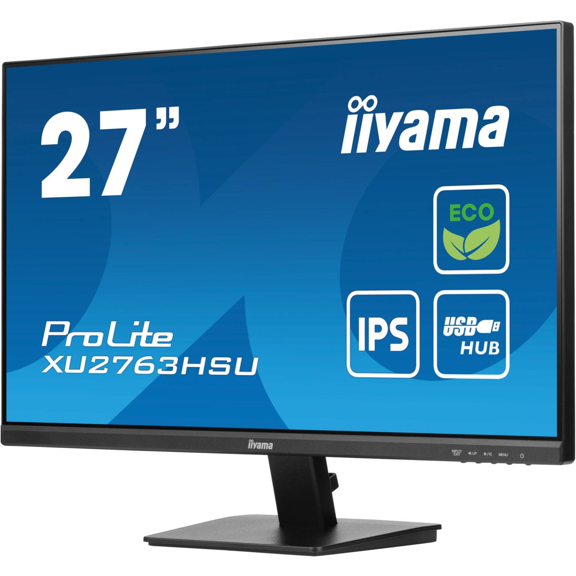 iiyama ProLite XU2763HSU-B1 - LED-Monitor - 68.6 cm (27) - 1920 x 1080 Full HD (1080p) @ 100 Hz - IPS - 250 cd/m² - 1300:1 - 3 ms - HDMI, DisplayPort - Lautsprecher - Schwarz, Matte [Energieklasse B] (XU2763HSU-B1) von Iiyama