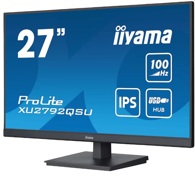 iiyama ProLite XU2792QSU-B6 - LED-Monitor - 68.5 cm (27) - 2560 x 1440 WQHD @ 100 Hz - IPS - 250 cd/m² - 1300:1 - 0.4 ms - HDMI, DisplayPort - Lautsprecher - mattschwarz [Energieklasse F] (XU2792QSU-B6) von Iiyama