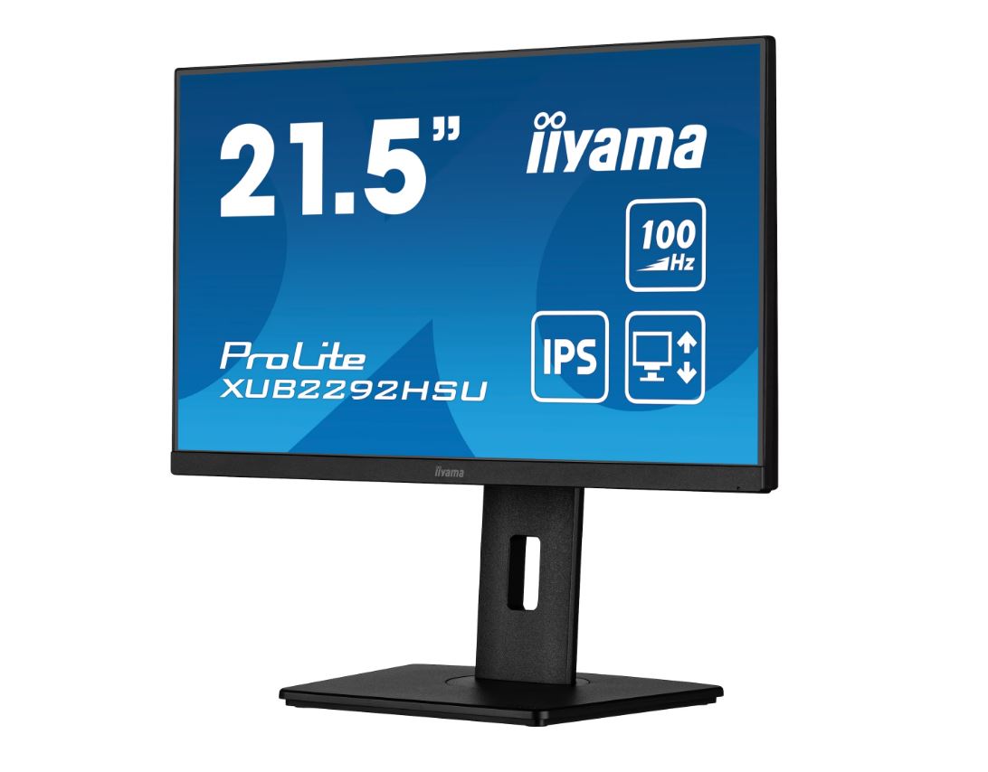 iiyama ProLite XUB2292HSU-B6 - LED-Monitor - 55.9 cm (22) (21.5 sichtbar) - 1920 x 1080 Full HD (1080p) @ 100 Hz - IPS - 250 cd/m² - 1000:1 - 0.4 ms - HDMI, DisplayPort - Lautsprecher - mattschwarz [Energieklasse E] (XUB2292HSU-B6) von Iiyama