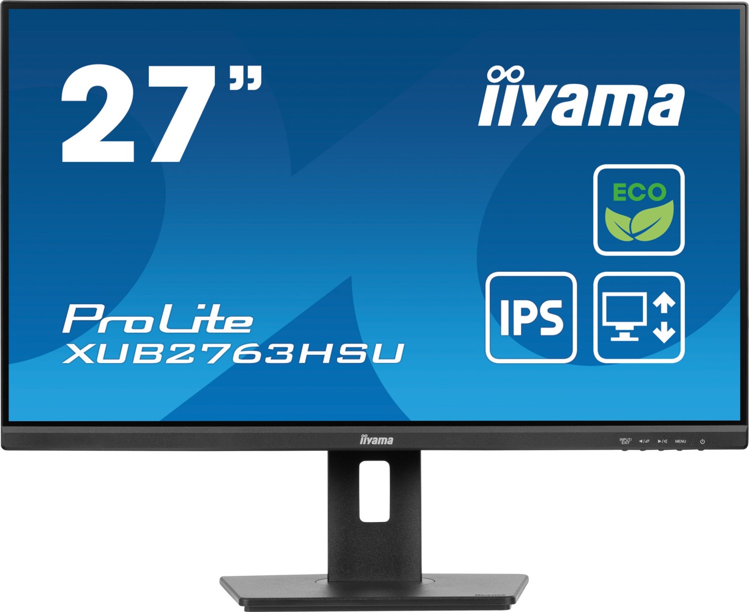 iiyama ProLite XUB2763HSU-B1 - LED-Monitor - 68.6 cm (27) - 1920 x 1080 Full HD (1080p) @ 100 Hz - IPS - 250 cd/m² - 1300:1 - 3 ms - HDMI, DisplayPort - Lautsprecher - Schwarz, Matte [Energieklasse B] (XUB2763HSU-B1) von Iiyama