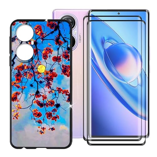 Ikiiqii Hülle für Blackview A200 Pro (6.67") Schutzhülle Black Bumper Cover Sanft Silikon TPU Schale Case Handyhülle + [2 Sätze] Gehärtetes Glass schutzfolie - Gutes Wetter von Ikiiqii