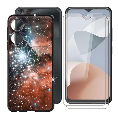 Ikiiqii Hülle für ZTE Blade A34 (6.60") Schutzhülle Black Bumper Cover Sanft Silikon TPU Schale Case Handyhülle + [2 Sätze] Gehärtetes Glass schutzfolie - Nebelflecken von Ikiiqii