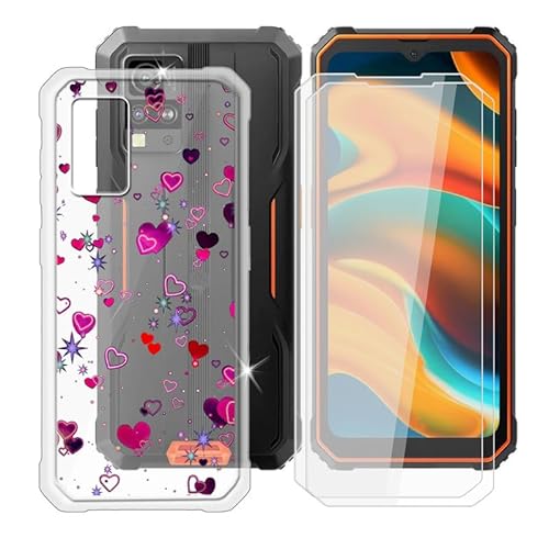 Ikiiqii für Blackview BV4800 (6.56") Handyhülle + Displayschutz(2 Sätze), Hülle rutschfeste Stoßkasten Schale Schutzhülle + Gehärtetes Glas - Romantische Liebe von Ikiiqii
