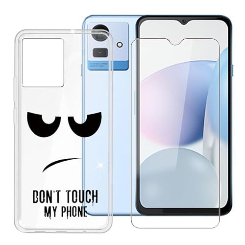 Ikiiqii für Cubot Note 50 (6.56") Handyhülle + Gehärtetes Glas, Hülle rutschfeste Stoßfest Sturzsichere Schutzhülle Weich Silikon Case - Nicht anfassen von Ikiiqii