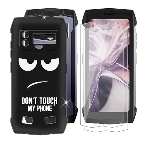 Ikiiqii für Doogee Smini (4.50") Handyhülle + Displayschutz(2 Sätze), Hülle rutschfeste Stoßkasten Schale Schutzhülle + Gehärtetes Glas - Nicht anfassen von Ikiiqii