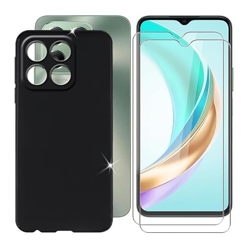 Ikiiqii für Honor X6b (6.56") Handyhülle + Displayschutz(2 Sätze), Hülle rutschfeste Stoßkasten Schale Schutzhülle + Gehärtetes Glas - Schwarz von Ikiiqii