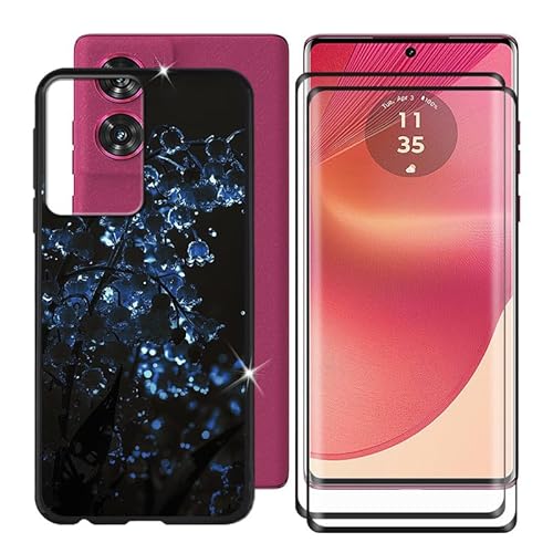 Ikiiqii für Motorola Edge 50 Fusion 5G (6.70") Handyhülle + Displayschutz(2 Sätze), Hülle rutschfeste Stoßkasten Schale Schutzhülle + Gehärtetes Glas - Glockenblume von Ikiiqii
