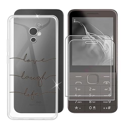 Ikiiqii für Nokia 235 4G 2024 (2.80") Handyhülle + Displayschutz(2 Sätze), Hülle rutschfeste Stoßkasten Schale Schutzhülle + Gehärtetes Glas - Minimalistischer Text von Ikiiqii