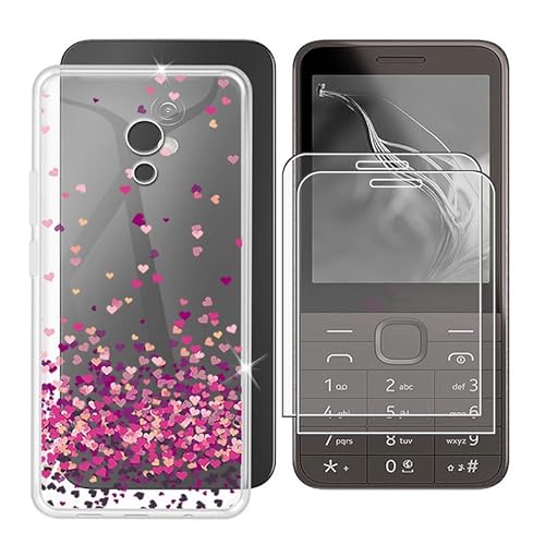 Ikiiqii für Nokia 235 4G 2024 (2.80") Handyhülle + Displayschutz(2 Sätze), Hülle rutschfeste Stoßkasten Schale Schutzhülle + Gehärtetes Glas - Voller Liebe von Ikiiqii