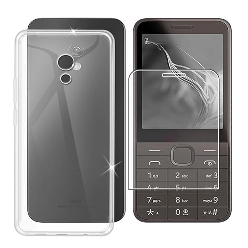 Ikiiqii für Nokia 235 4G 2024 (2.80") Handyhülle + Gehärtetes Glas, Hülle rutschfeste Stoßfest Sturzsichere Schutzhülle Weich Silikon Case - Transparent von Ikiiqii