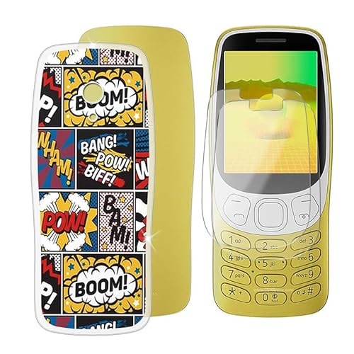Ikiiqii für Nokia 3210 2024 (2.40") Handyhülle + Displayschutz(2 Sätze), Hülle rutschfeste Stoßkasten Schale Schutzhülle + Gehärtetes Glas - Überraschung von Ikiiqii