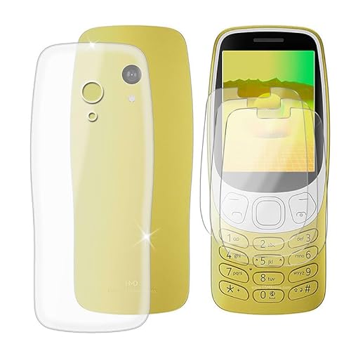 Ikiiqii für Nokia 3210 2024 (2.40") Handyhülle + Displayschutz(3 Sätze), Hülle rutschfeste Stoßkasten Schale Schutzhülle + Gehärtetes Glas - Transparent von Ikiiqii