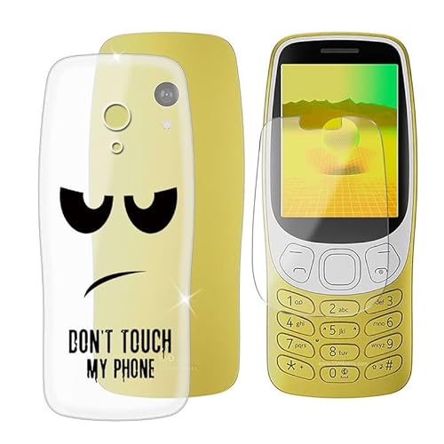 Ikiiqii für Nokia 3210 2024 (2.40") Handyhülle + Gehärtetes Glas, Hülle rutschfeste Stoßfest Sturzsichere Schutzhülle Weich Silikon Case - Nicht anfassen von Ikiiqii