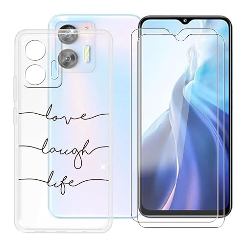 Ikiiqii für Oukitel C36 (6.56") Handyhülle + Displayschutz(2 Sätze), Hülle rutschfeste Stoßkasten Schale Schutzhülle + Gehärtetes Glas - Minimalistischer Text von Ikiiqii
