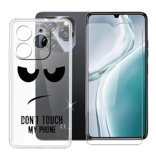 Ikiiqii für Oukitel C50 (6.80") Handyhülle + Gehärtetes Glas, Hülle rutschfeste Stoßfest Sturzsichere Schutzhülle Weich Silikon Case - Nicht anfassen von Ikiiqii
