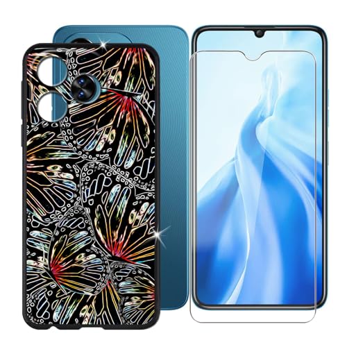 Ikiiqii für Oukitel C51 (6.80") Handyhülle + Gehärtetes Glas, Hülle rutschfeste Stoßfest Sturzsichere Schutzhülle Weich Silikon Case - Licht und Schatten von Ikiiqii