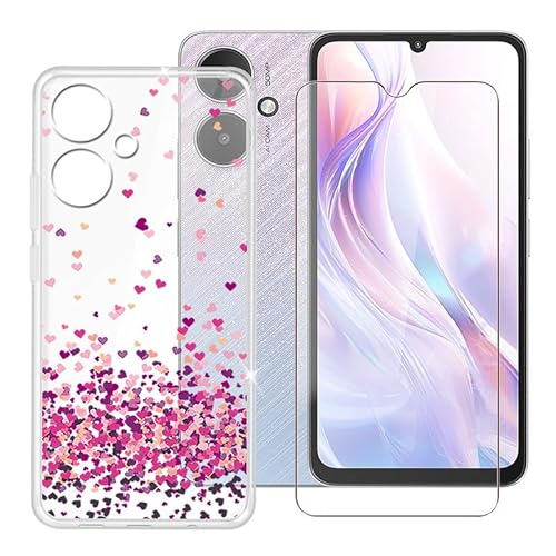 Ikiiqii für Redmi 13C 5G (6.74") Handyhülle + Gehärtetes Glas, Hülle rutschfeste Stoßfest Sturzsichere Schutzhülle Weich Silikon Case - Voller Liebe von Ikiiqii
