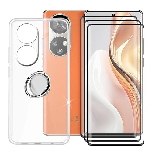 Ikiiqii für Ulefone Note 17 Pro (6.78") Handyhülle + Displayschutz(3 Sätze), Hülle rutschfeste Stoßkasten Schale Schutzhülle mit Handy Ring Handyhalter Fingerhalter 360° - Transparent von Ikiiqii
