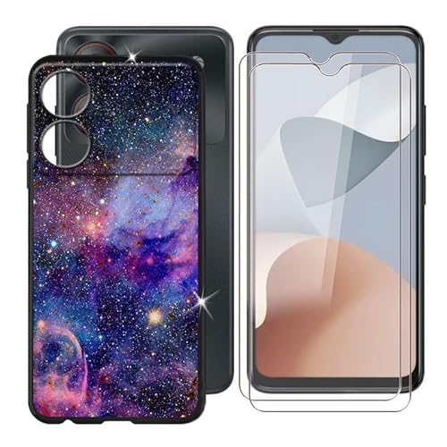 Ikiiqii für ZTE Blade A34 (6.60") Handyhülle + Displayschutz(2 Sätze), Hülle rutschfeste Stoßkasten Schale Schutzhülle + Gehärtetes Glas - Buntes von Ikiiqii
