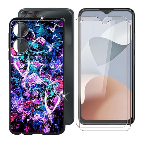Ikiiqii für ZTE Blade A34 (6.60") Handyhülle + Displayschutz(2 Sätze), Hülle rutschfeste Stoßkasten Schale Schutzhülle + Gehärtetes Glas - Lebendig von Ikiiqii