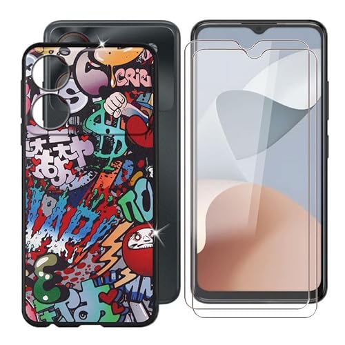 Ikiiqii für ZTE Blade A34 (6.60") Handyhülle + Displayschutz(2 Sätze), Hülle rutschfeste Stoßkasten Schale Schutzhülle + Gehärtetes Glas - Nahtlos 1 von Ikiiqii