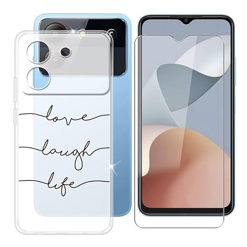 Ikiiqii für ZTE Blade A54 (6.60") Handyhülle + Gehärtetes Glas, Hülle rutschfeste Stoßfest Sturzsichere Schutzhülle Weich Silikon Case - Minimalistischer Text von Ikiiqii