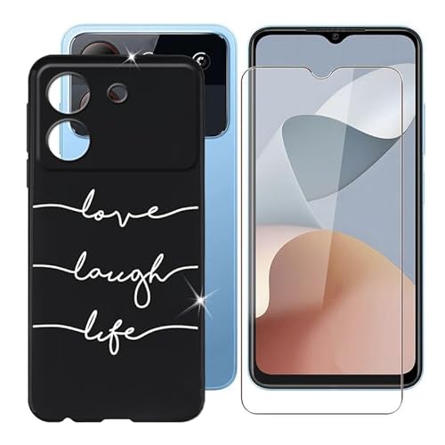 Ikiiqii für ZTE Blade A54 (6.60") Handyhülle + Gehärtetes Glas, Hülle rutschfeste Stoßfest Sturzsichere Schutzhülle Weich Silikon Case - Minimalistischer Text von Ikiiqii