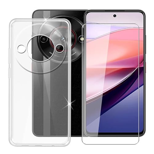 Ikiiqii für ZTE Nubia Focus 5G (6.60") Handyhülle + Gehärtetes Glas, Hülle rutschfeste Stoßfest Sturzsichere Schutzhülle Weich Silikon Case - Transparent von Ikiiqii