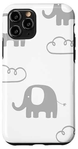 Hülle für iPhone 11 Pro Minimalistisches Elefanten- und Wolkenmuster von Ikota Design