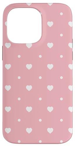 Hülle für iPhone 14 Pro Max Süßes Muster mit weißen Herzen auf Rosa von Ikota Design