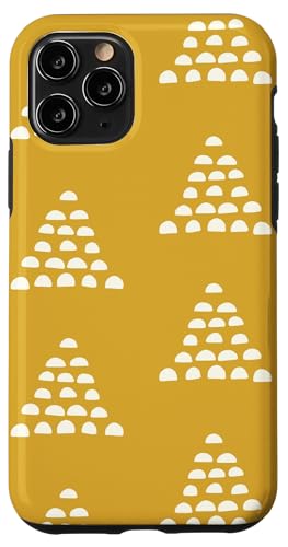 Patrón Escams Minimalista en Blanco sobre Fondo Mostaza Hülle für iPhone 11 Pro von Ikota Design