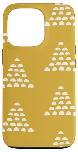 Patrón Escams Minimalista en Blanco sobre Fondo Mostaza Hülle für iPhone 13 Pro von Ikota Design