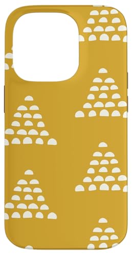 Patrón Escams Minimalista en Blanco sobre Fondo Mostaza Hülle für iPhone 14 Pro von Ikota Design
