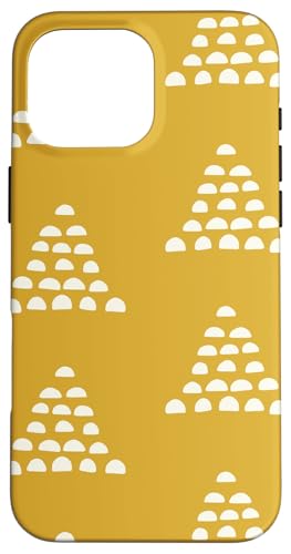 Patrón Escams Minimalista en Blanco sobre Fondo Mostaza Hülle für iPhone 16 Pro Max von Ikota Design
