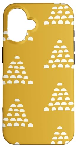 Patrón Escams Minimalista en Blanco sobre Fondo Mostaza Hülle für iPhone 16 von Ikota Design