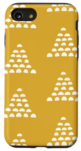 Patrón Escams Minimalista en Blanco sobre Fondo Mostaza Hülle für iPhone SE (2020) / 7 / 8 von Ikota Design
