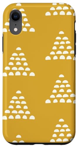 Patrón Escams Minimalista en Blanco sobre Fondo Mostaza Hülle für iPhone XR von Ikota Design