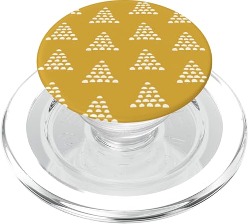 Patrón Escams Minimalista en Blanco sobre Fondo Mostaza PopSockets PopGrip für MagSafe von Ikota Design