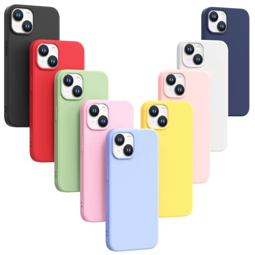 Ikziwreo - 9 Stücke Hülle kompatibel mit iPhone 14 Handyhülle, Farbige Weiche TPU-Silikon Case, Ultradünne, Kratz- und stoßfeste Schutzhülle - 9 Farben von Ikziwreo