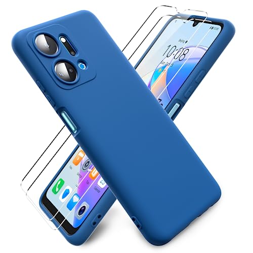 Ikziwreo Hülle für Honor X7a + [2 Stück] Display Schutzfolie, Schlank Weich Dünn TPU Case Stoßfest Anti-Scratch Hülle Mit Mikrofaser - Blau von Ikziwreo