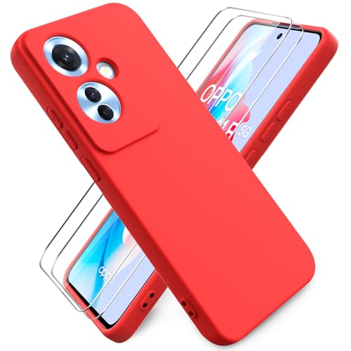 Ikziwreo Hülle für Oppo Reno11 F 5G Flüssig Silikon mit 2 Stück Schutzfolie, Reiner Farbe Ultradünne Weich Silikonhülle,Kratzfestes Stoßfest Handyhülle- Rot Ikziwreo Hülle für Oppo Reno11 F 5G Flüssig Silikon mit 2 Stück Schutzfolie, Reiner Farbe Ultradünne Weich Silikonhülle,Kratzfestes Stoßfest Handyhülle- Rot von Ikziwreo