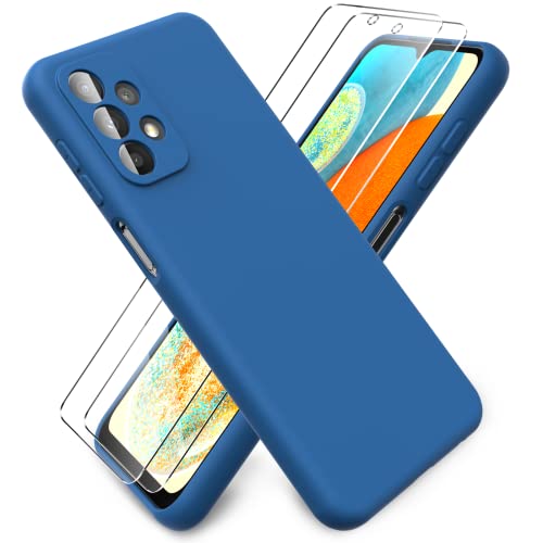 Ikziwreo Hülle für Samsung Galaxy A23 5G/4G + [2 Stück] Display Schutzfolie, Schlank Weich Dünn TPU Case Stoßfest Anti-Scratch Hülle Mit Mikrofaser - Blau von Ikziwreo