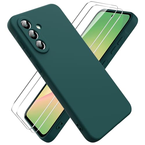 Ikziwreo Hülle für Samsung Galaxy A56 5G Handyhülle, mit 2 Stück Displayschutzfolien, Reiner Farbe Ultradünne Weich Silikonhülle, Stoßfeste Anti-Scratch Gummi Schutzhülle - Nachtgrün Ikziwreo Hülle für Samsung Galaxy A56 5G Handyhülle, mit 2 Stück Displayschutzfolien, Reiner Farbe Ultradünne Weich Silikonhülle, Stoßfeste Anti-Scratch Gummi Schutzhülle - Nachtgrün von Ikziwreo