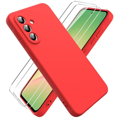 Ikziwreo Hülle für Samsung Galaxy A56 5G Handyhülle, mit 2 Stück Displayschutzfolien, Reiner Farbe Ultradünne Weich Silikonhülle, Stoßfeste Anti-Scratch Gummi Schutzhülle - Rot Ikziwreo Hülle für Samsung Galaxy A56 5G Handyhülle, mit 2 Stück Displayschutzfolien, Reiner Farbe Ultradünne Weich Silikonhülle, Stoßfeste Anti-Scratch Gummi Schutzhülle - Rot von Ikziwreo