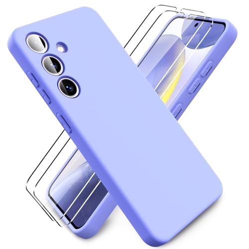 Ikziwreo - Hülle für Samsung Galaxy S24 Handyhülle, mit 2 Stück Displayschutzfolien, Reiner Farbe Ultradünne Weich Silikonhülle, Stoßfeste Anti-Scratch Gummi Schutzhülle - Lila von Ikziwreo
