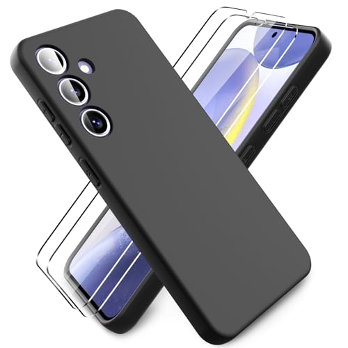 Ikziwreo - Hülle für Samsung Galaxy S24 Handyhülle, mit 2 Stück Displayschutzfolien, Reiner Farbe Ultradünne Weich Silikonhülle, Stoßfeste Anti-Scratch Gummi Schutzhülle - Schwarz Ikziwreo - Hülle für Samsung Galaxy S24 Handyhülle, mit 2 Stück Displayschutzfolien, Reiner Farbe Ultradünne Weich Silikonhülle, Stoßfeste Anti-Scratch Gummi Schutzhülle - Schwarz von Ikziwreo